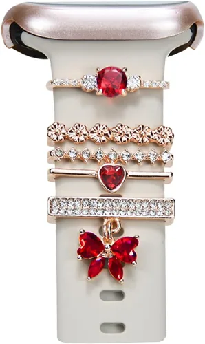 Miniatura 24 de Abalorio de Correa de Reloj, Anillos Decorativos Compatibles con Correas de Silicona de Apple para Mujeres 49mm 45mm 44mm 42mm 41mm 40mm 38mm