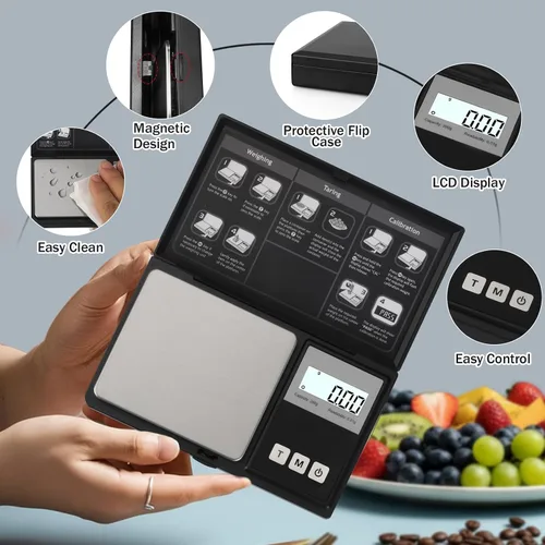 Miniatura 6 de Báscula digital de bolsillo de gramo de 0.00 oz de precisión, mini báscula digital de gramos, pequeña báscula de alimentos, báscula de joyería