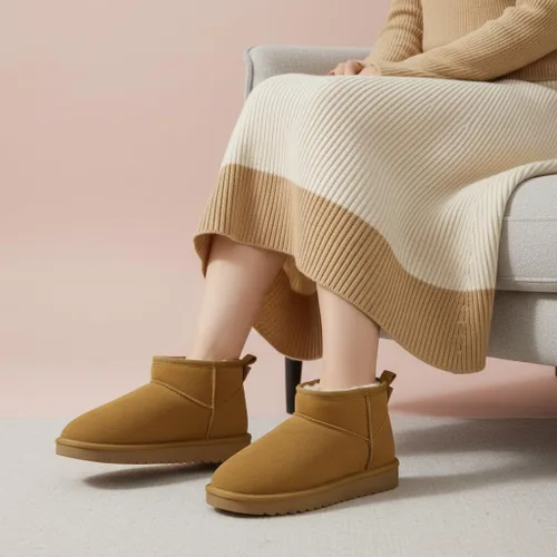 Miniatura 34 de CUSHIONAIRE, Hip 2 - Botas de nieve de gamuza auténtica para mujer, sin cordones, con cómodo forro de piel de oveja sintética + espuma viscoelástica