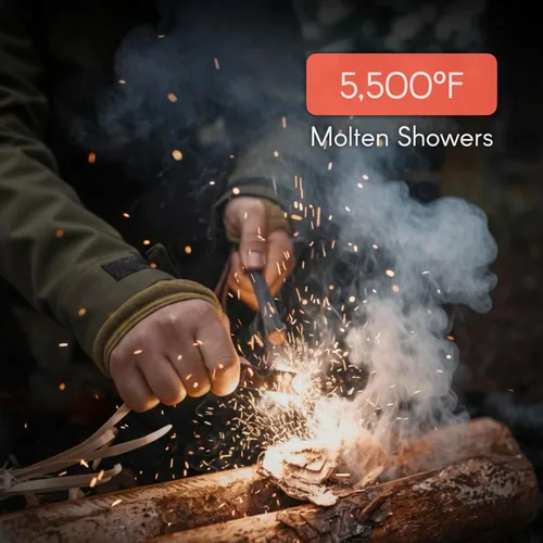 Miniatura 9 de Überleben Hexå Ferro Rod Fire Starter Survival Tool – Up to 20,000 Strikes, 1/2" Thick Hexagon Fire Steel with Multi-Tool Striker & Lanyard