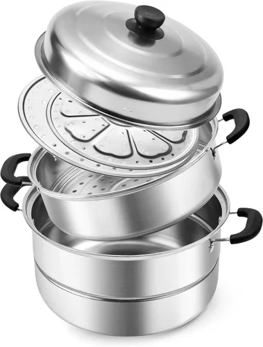Miniatura 7 de AuFranc® Vaporizador de 8 cuartos de galón para cocinar, olla de vapor de acero inoxidable con cesta de vapor, olla multiusos con tapa fría