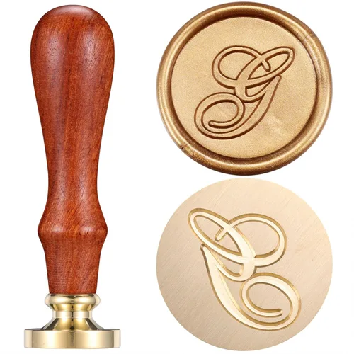 Miniatura 9 de Yoption - Sello de cera con diseño de letra del alfabeto y cabeza de latón retro, sello clásico