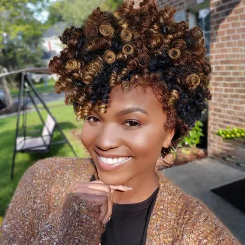 Miniatura 32 de MIMAN - 3 paquetes de trenzas de cabello rizado corto a crochet de 10 pulgadas, extensiones de trenzado sintético de 6 mm para peinado de mohawk