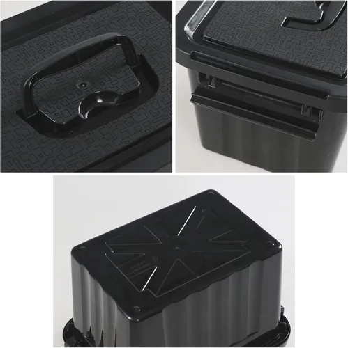 Miniatura 3 de Contenedor de plástico de 6 cuartos de galón con asas, negro, 6 paquetes