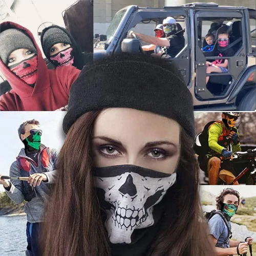 Miniatura 3 de 8 máscaras faciales de calavera, pasamontañas, fantasma, motociclista, bandana para motocicleta, bufanda mágica, a prueba de polvo, calentador