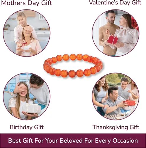 Miniatura 105 de Crystal Vibe Pulseras de cuentas de 0.315 in para mujeres y hombres, pulseras de cristal con piedras preciosas naturales, tamaño elástico ajustable