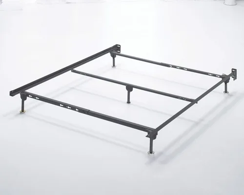 Miniatura 2 de Signature Design by Ashley Perno de metal ajustable en base de cama con deslizadores protectores de suelo, Queen, color negro
