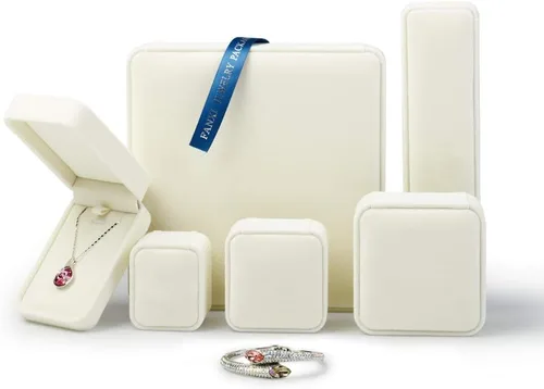 Miniatura 3 de Oirlv Caja de anillo de terciopelo para boda, día de San Valentín, anillos blancos