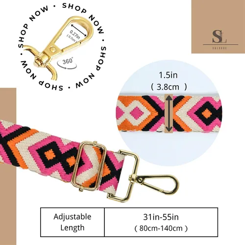 Miniatura 225 de S&loyoe Correas de repuesto para bolso, correa ajustable para bolsa cruzada, correas de guitarra anchas para bolsos de 1.5 pulgadas
