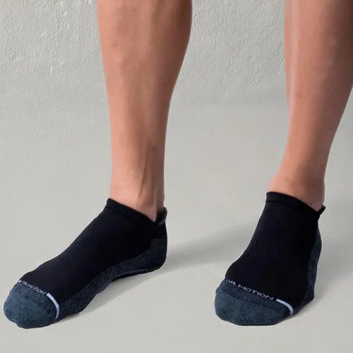 Miniatura 5 de Dr. Motion Calcetines tobilleros de compresión transpirables acolchados de corte bajo para hombre con soporte de arco, 4 pares