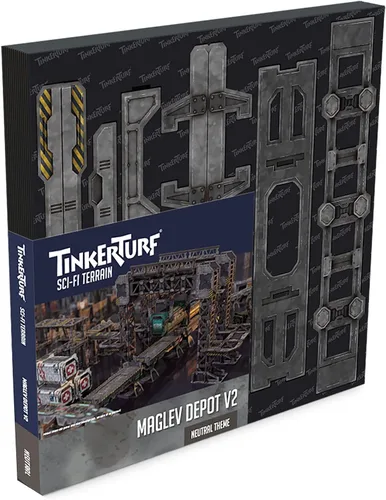 Miniatura 6 de Terreno de ciencia ficción TinkerTurf: MagLev Depot v2, tema abandonado, robusto, asequible y de gran aspecto a todo color, rápido y fácil