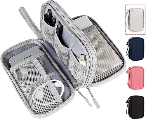 Miniatura 20 de Organizador electrónico para cable de viaje, bolsa organizadora electrónica, funda organizadora de accesorios electrónicos impermeable para banco
