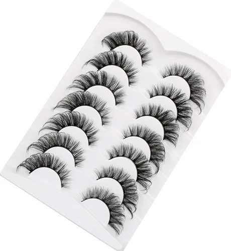 Miniatura 122 de Pooplunch - Pestañas postizas finas de visón sintético, estilo ojo de gato, naturales, cruzadas, tipo racimo, efecto 8D de volumen, tiras