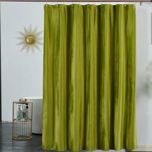 Miniatura 10 de Cortina de ducha HYAWGE de tela de terciopelo negro 260 GSM, cortina de ducha de lujo resistente, con ganchos, espesada, lavable, impermeable