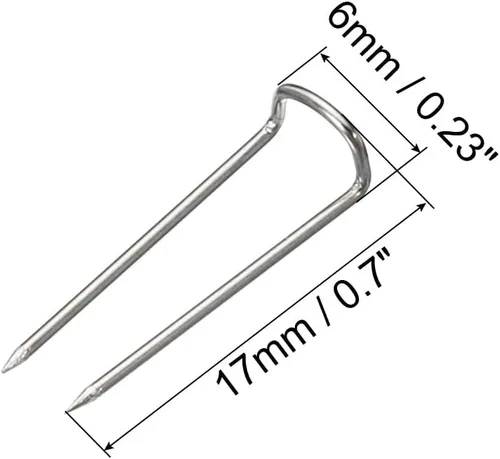 Miniatura 2 de PATIKIL U-Pins, paquete de 100 pasadores de horquilla de acero para costura de tela, color plateado