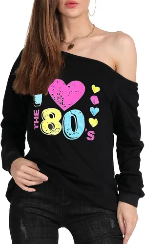 Miniatura 2 de Magicmk - Sudadera de hombro descubierto y mangas largas, con estampado de labios de mujer, en talla extragrande, para mujer