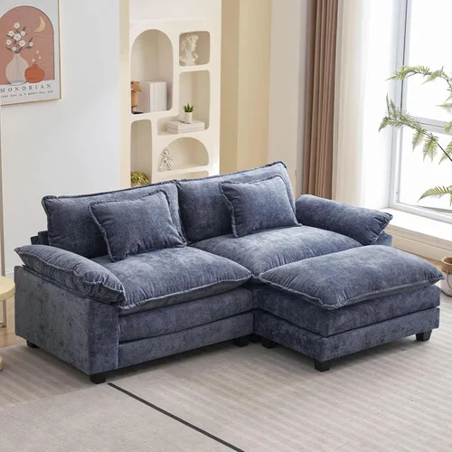 Miniatura 80 de Oprisen Sofá Seccional Modular, Cómodo Cloud Couch Sofá Seccional, Sofá Cama de Chenilla con Asiento Profundo con Almohadas Decorativas para Sala