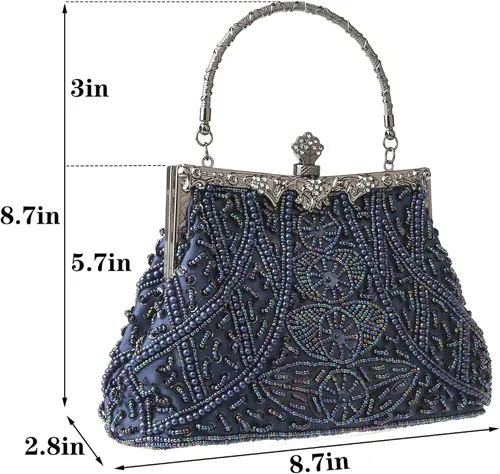 Miniatura 3 de DA BODAN Bolso de noche para mujer, estilo vintage, con cuentas y lentejuelas y perlas, bolso de hombro para boda, novia, fiesta de graduación