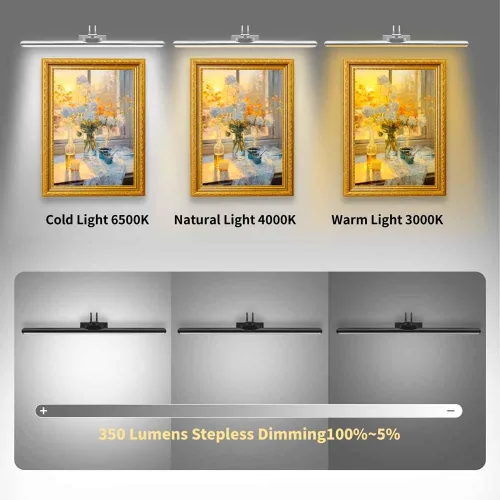 Miniatura 4 de Luces Inalámbricas para Cuadros de 26", Luz de Exhibición de Arte con Batería Recargable con Control Remoto, Regulable/Temporizador de Apagado Luz