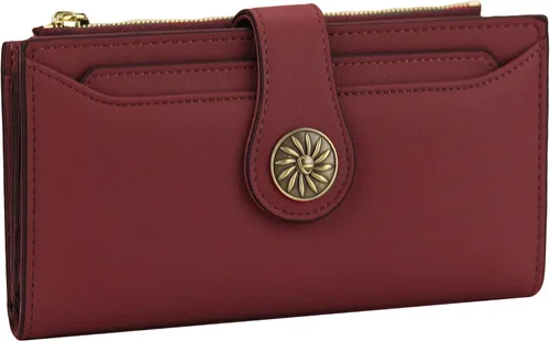 Miniatura 6 de Travelambo Cartera de mano de cuero genuino encerado de gran capacidad para mujer con bloqueo RFID