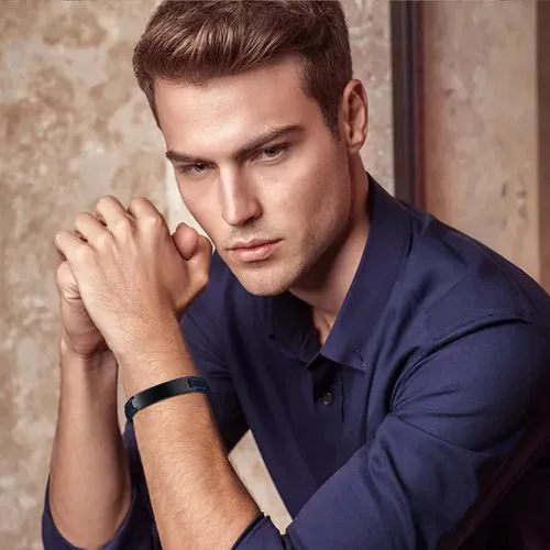 Miniatura 2 de VNOX Pulsera de eslabones de acero inoxidable personalizada para hombre, elegante pulsera de cadena de eslabones cuadrados de dos tonos