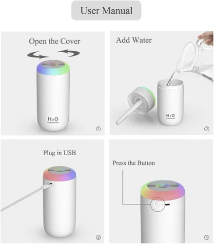 Miniatura 9 de Mini Humidificador, Humidificador Pequeño de 350ml para Dormitorio, Escritorio, Portátil, de Viaje, para Plantas (Rosa)