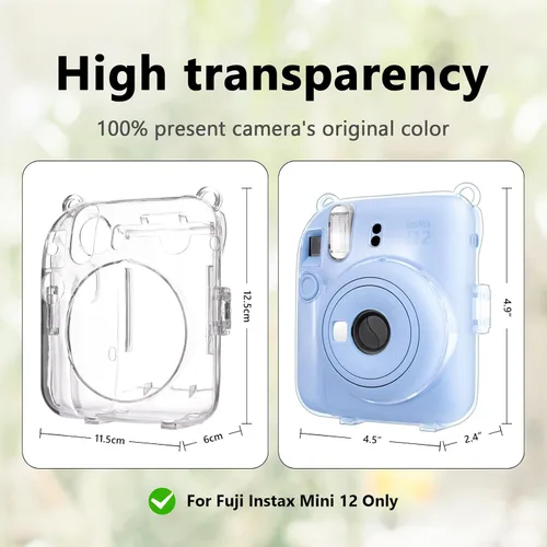 Miniatura 2 de Funda rígida transparente mejorada con adhesivo de bricolaje para cámara instantánea Fujifilm Instax Mini 12, funda transparente Instax Mini 12