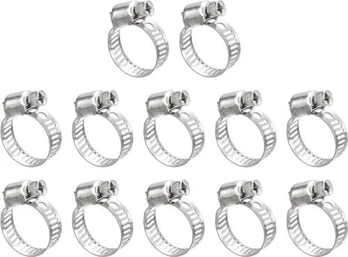 Miniatura 11 de uxcell Abrazadera de manguera de engranaje helicoidal, 12 abrazaderas de manguera de acero inoxidable ajustables de 1 a 1 1/2 pulgadas para asegurar
