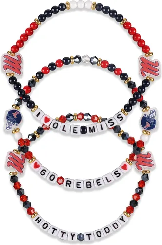 Miniatura 20 de FOCO NCAA unisex-adulto Paquete de 3 Pulseras de la Amistad con Cuentas con Logotipo de Equipo Universitario de la NCAA Oficialmente Licenciadas