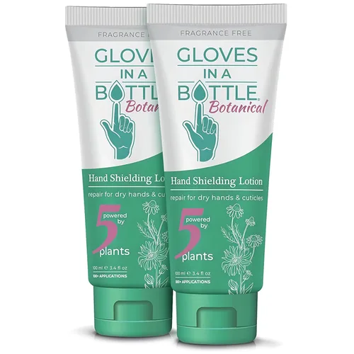 Gloves In A Bottle Loción protectora, ideal para pieles secas con picazón, sin grasa y sin fragancia. Segunda piel para manos y cuerpo (3.4 onzas