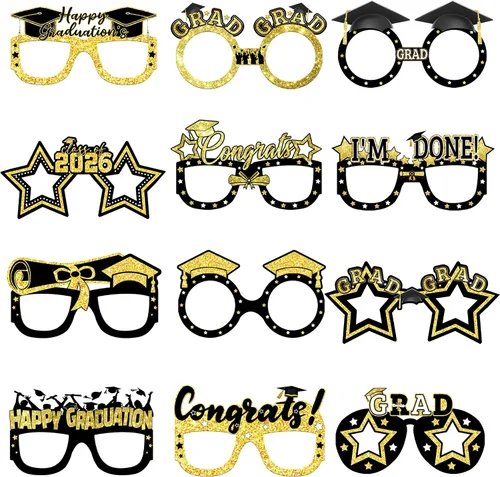 Miniatura 16 de KatchOn Gafas de graduación 2025 negras y doradas – Juego de 20 Accesorios para cabina de fotos Decoraciones de clase de 2025 Recuerdos