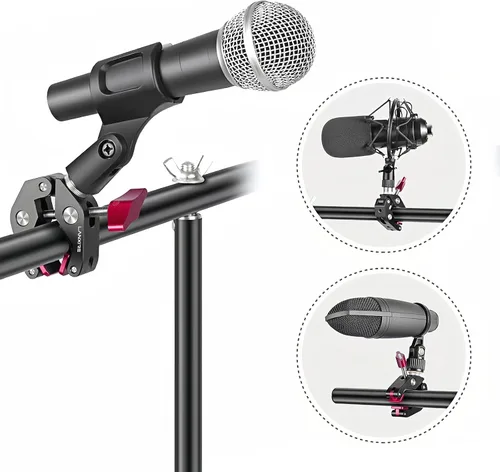 Miniatura 3 de Soporte de micrófono Super Clamp con tornillo de 1/4 a 5/8 pulgadas, compatible con micrófonos o accesorios de fotografía, carga máxima de 4.4