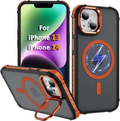 i Phone 13 Funda, para iPhone 14 Funda, Compatible con Carga Inalámbrica MagSafe, De Servicio Pesado, A Prueba de Golpes, Soporte Ajustable, Delgada