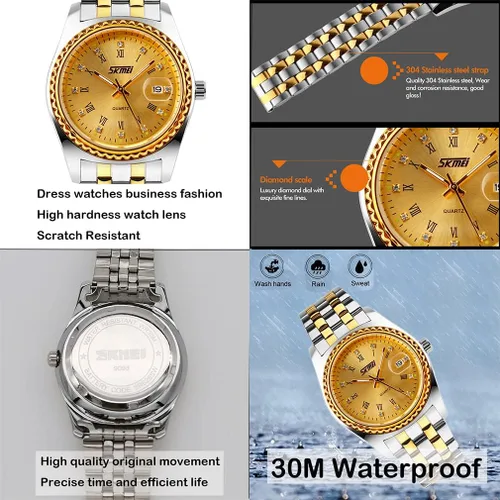 Miniatura 4 de SKMEI Watches for Couples Men and Women His and Hers Pair Watch Set Husband Wife Valentines Matching Wedding Gifts Classic Stainless Luxry Business