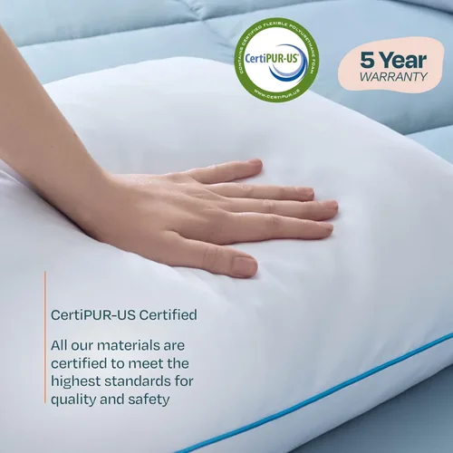 Miniatura 6 de Linenspa Paquete de dos almohadas trituradas de espuma viscoelástica con gel, tamaño King – Almohada de cama refrescante – Suave y de apoyo – Para