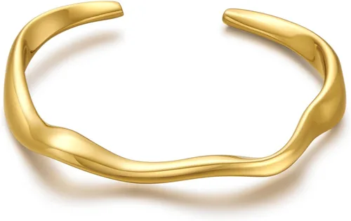 WOWORAMA Pulseras de oro con forma de lágrima para mujer, ajustables, chapadas en oro de 18 quilates, pulseras abiertas gruesas minimalistas