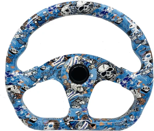 Volante de carreras con patrón de graffiti, volante plano de Drifting Sim Drift Pc con botón de bocina