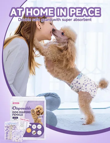 Miniatura 4 de MICOOYO Pañales desechables para perras, pañales para perras, pañal para mascotas súper absorbente con agujero de cola de espuma para el celo