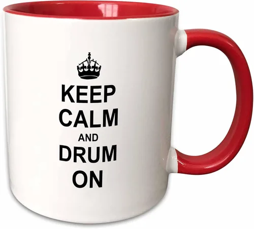 Miniatura 9 de 3dRose - Taza con texto en inglés "Keep Calm And Drum On", color negro