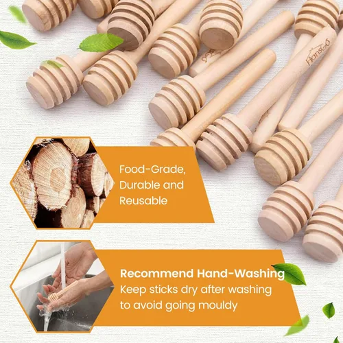 Miniatura 3 de HANSGO Palitos de madera para la miel, paquete de 20 mini agitadores de miel de 3 pulgadas para frascos dispensar y rociar, varita de madera natural