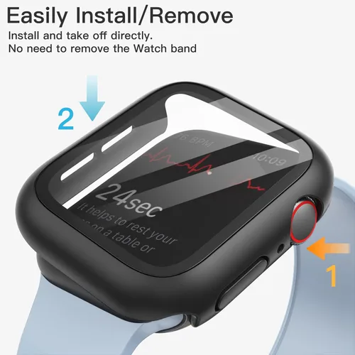 Miniatura 4 de JETech Funda con protector de pantalla para Apple Watch SE 3/2/1 (2025/2022/2020)/Series 6 5 4 de 1.575 pulgadas, cubierta protectora total, Negro