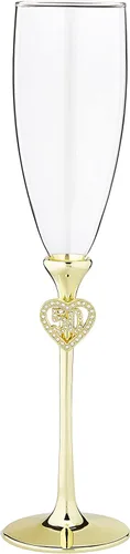 Miniatura 3 de Hortense B. Hewitt 50 aniversario de boda, copas de champán para tostar, corazón con diamantes de imitación, juego de 2 Corazón con joyas