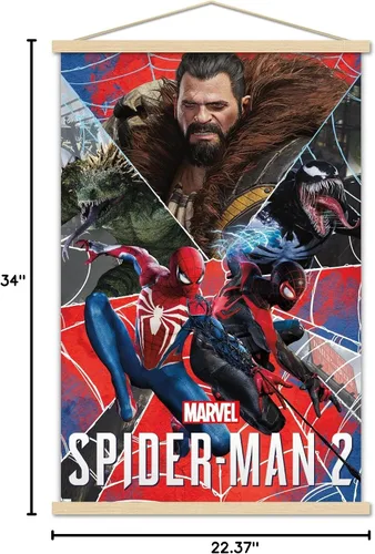 Miniatura 7 de Trends International Marvel's Spider-Man 2 - Póster de pared de grupo, 22.37 x 34.00 pulgadas, paquete de impresión premium y colgador de madera