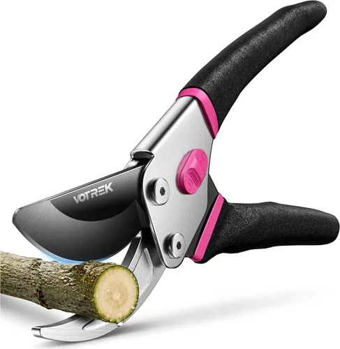 Miniatura 10 de VOTREK® Tijeras de podar, podadora de jardín profesional de 8.5 pulgadas con resorte a prueba de atascos y hoja SK5 siempre afilada, cortaúñas
