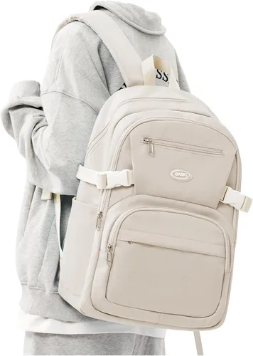 weradar Bonita mochila, mochila casual simple con muchos bolsillos, mochila estética para mujeres y hombres (beige)