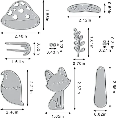 Miniatura 2 de Troqueles de corte de hongos de otoño, hojas de animales de zorro de otoño, plantilla de estampado en relieve para hacer tarjetas, álbumes