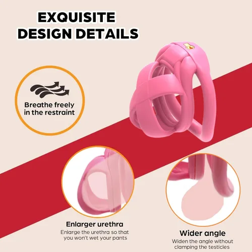 Miniatura 3 de Jaula de castidad masculina, dispositivos de jaula de castidad masculina, nueva jaula ergonómica ligera para pene de hombre, jaula de bloqueo de Rosa