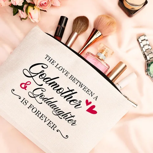 Miniatura 7 de GevGuxLuo A girl loves Makeup Bag, Beige, Madrina y ahijada