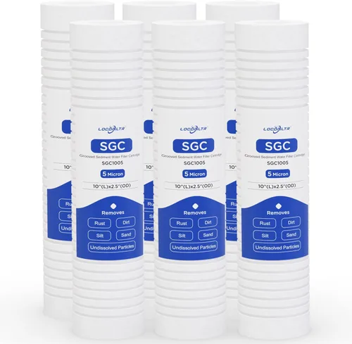 Whole House - Cartucho de filtro de agua de pozo de sedimentos ranurado de 5 micrones de 2.5 x 10 pulgadas para AP110, WHKF-GD05, AO-WH-PREV-R2,