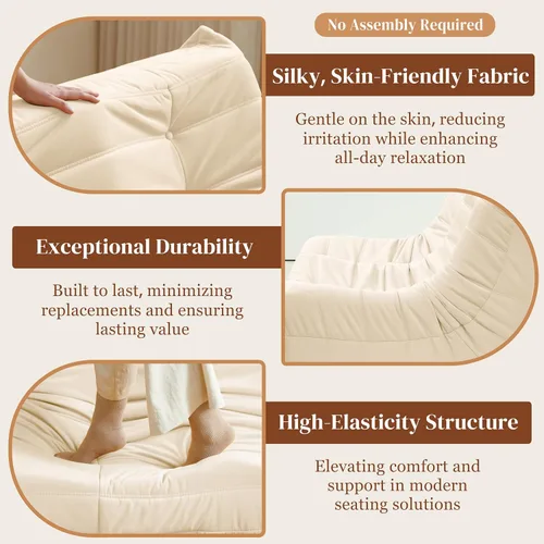 Miniatura 4 de Silla Puf, Silla Puf Loveseat junto a la Chimenea Sofá Puf para Adultos, Sillas Puf de 2 Plazas para Adolescentes con Espuma de Alta Resistencia